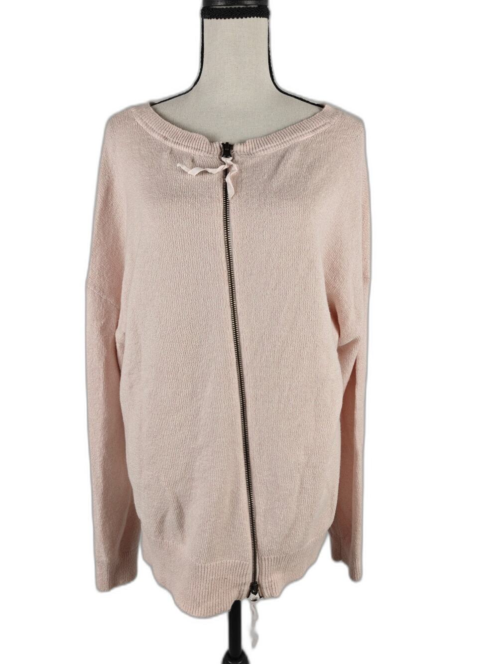 Women's Hinge Light Pink Zip Front Knit Cardigan Sweater Size M